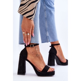 Sandalias de ante de moda con tacón cuadrado, merila negra. negro 5