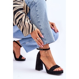 Sandalias de ante de moda con tacón cuadrado, merila negra. negro 7