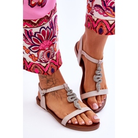 Sandalias Piel Con Serpiente Decorativa S.Barski KV-5541-42 Beige 4