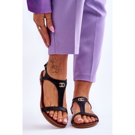 Sandalias Planas Con Adorno S.Barski KV-5541-45 Negro 1