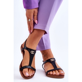 Sandalias Planas Con Adorno S.Barski KV-5541-45 Negro 2