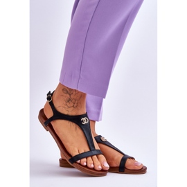 Sandalias Planas Con Adorno S.Barski KV-5541-45 Negro 7