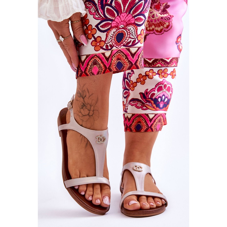 Sandalias Planas Con Adorno S.Barski KV-5541-45 Beige 1