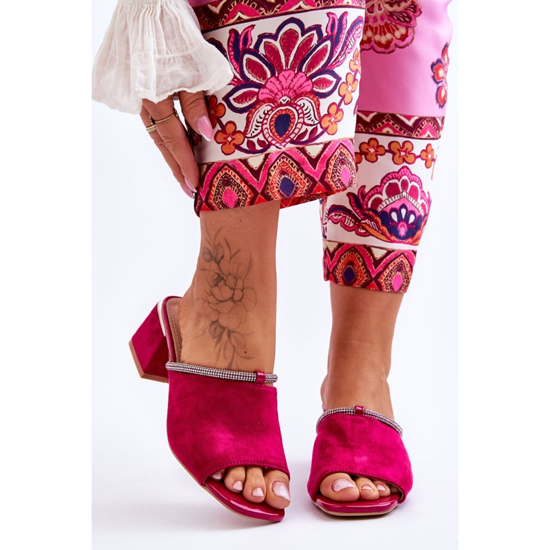 Zapatillas Tacón Ante S.Barski KV-612-2 Fucsia rosado 2