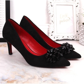 Zapatos de salón de mujer en ante con abalorios T.Sokolski W23-401 negro 2