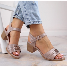 Sandalias mujer lacadas beige en poste Jezzi SA69-31 3