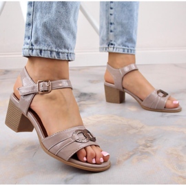 Sandalias mujer lacadas beige en poste Jezzi SA69-31 4
