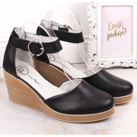 Sandalias cuña mujer en piel negra Filippo DS3519 negro 2