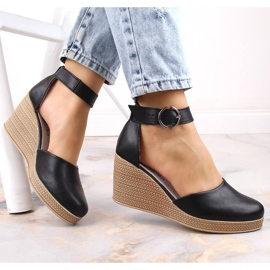 Sandalias cuña mujer en piel negra Filippo DS3519 negro 3