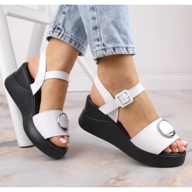 Sandalias cuña mujer en piel blanca Filippo DS4411 blanco 3