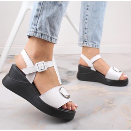 Sandalias cuña mujer en piel blanca Filippo DS4411 blanco 4