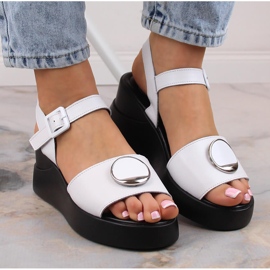 Sandalias cuña mujer en piel blanca Filippo DS4411 blanco 5