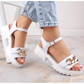 Sandalias mujer de piel con cadena blanca Filippo DS4614 blanco 3