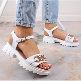 Sandalias mujer de piel con cadena blanca Filippo DS4614 blanco 4