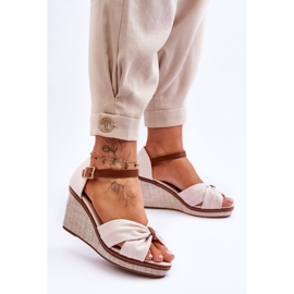 Sandalias Mujer Cuña Beige Claro Daphne 2 Sandalias Mujer Cuña Beige Claro Daphne 2
