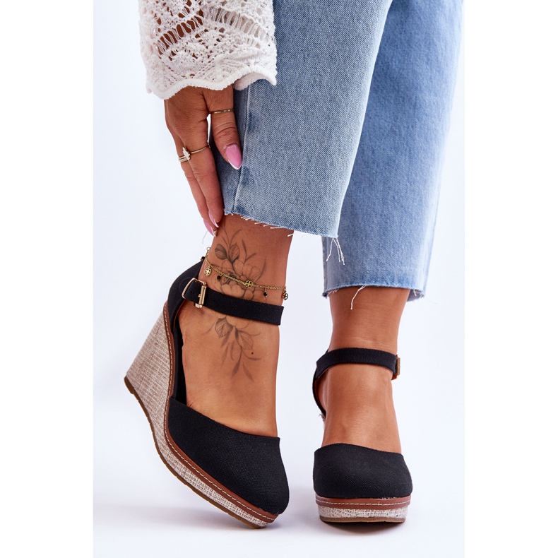 PS1 Sandalias Mujer Cuña Clásicas Negro Malani 1