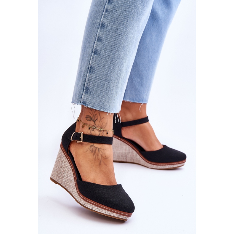 PS1 Sandalias Mujer Cuña Clásicas Negro Malani 2