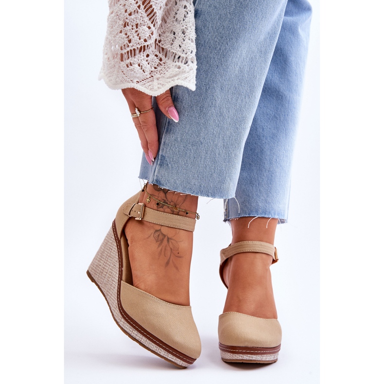 Sandalias Clásicas Mujer Cuña Beige Oscuro Malani 1