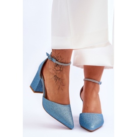 Bombas mágicas azules brillantes elegantes con diamantes de imitación 1