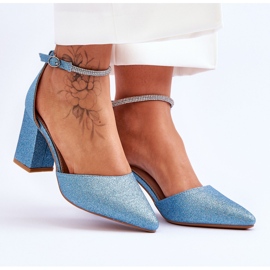 Bombas mágicas azules brillantes elegantes con diamantes de imitación 4