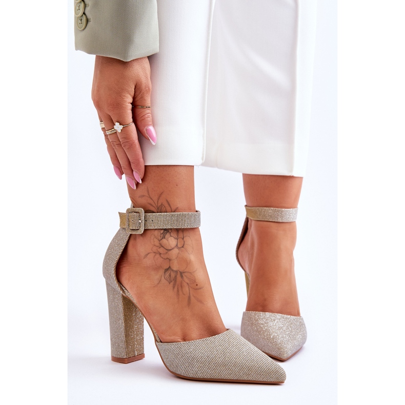 Zapatos De Tacón Alto Brillantes Oro True Love dorado 1