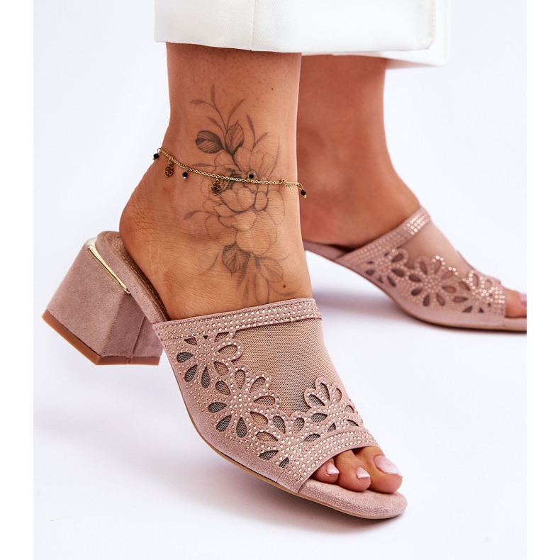 Zapatillas Tacón Malla S.Barski KV-612-1 Nude beige 2 Zapatillas Tacón Malla S.Barski KV-612-1 Nude beige 2