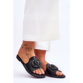 Pantuflas Mujer Planas Con Adornos S.Barski KV-520-3 Negro 6
