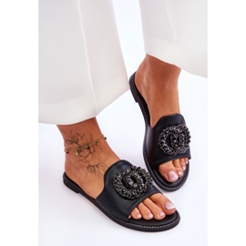 Pantuflas Mujer Planas Con Adornos S.Barski KV-520-3 Negro 3