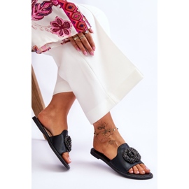 Pantuflas Mujer Planas Con Adornos S.Barski KV-520-3 Negro 5