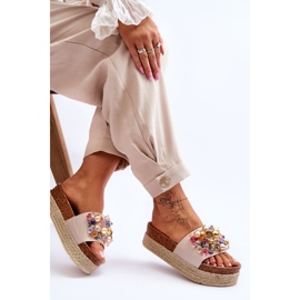 Pantuflas Mujer Plataforma S.Barski KV-578-1 Nude beige 5