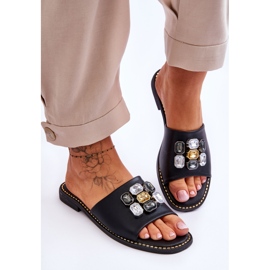 Sandalias Mujer Con Piedras S.Barski KV-2775-31 Negro 3