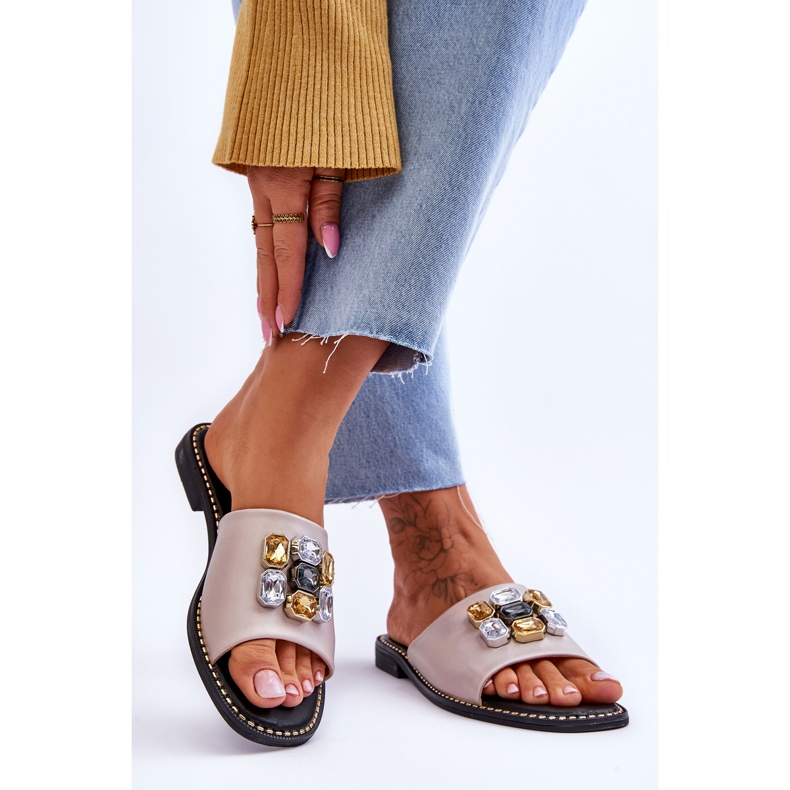 Pantuflas Mujer Con Piedras S.Barski KV-2775-31 Nude beige 2