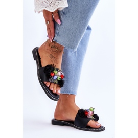 S.Barski Pantuflas Con Cuentas Decorativas KV-2775-47 Negro 5