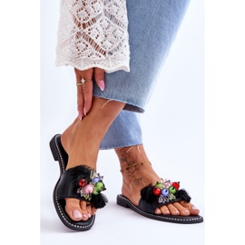 S.Barski Pantuflas Con Cuentas Decorativas KV-2775-47 Negro 2