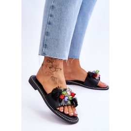 S.Barski Pantuflas Con Cuentas Decorativas KV-2775-47 Negro 3