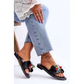 S.Barski Pantuflas Con Cuentas Decorativas KV-2775-47 Negro 6
