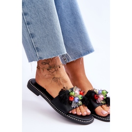S.Barski Pantuflas Con Cuentas Decorativas KV-2775-47 Negro 7
