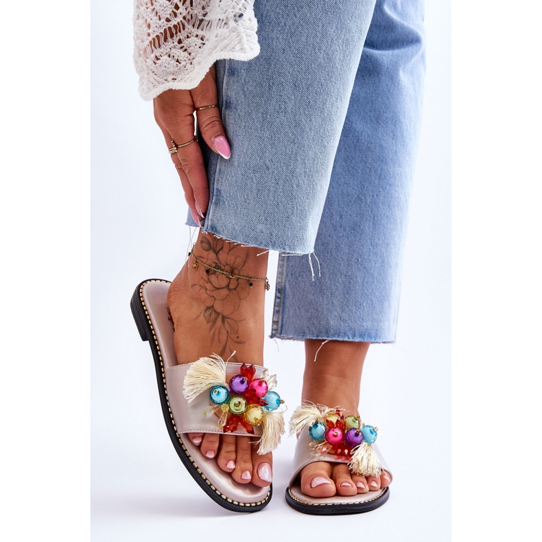 Pantuflas Con Cuentas Decorativas S.Barski KV-2775-47 Nude beige 1