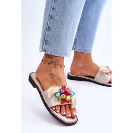 Pantuflas Con Cuentas Decorativas S.Barski KV-2775-47 Nude beige 3