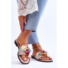 Pantuflas Con Cuentas Decorativas S.Barski KV-2775-47 Nude beige 2