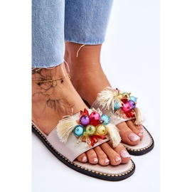 Pantuflas Con Cuentas Decorativas S.Barski KV-2775-47 Nude beige 5