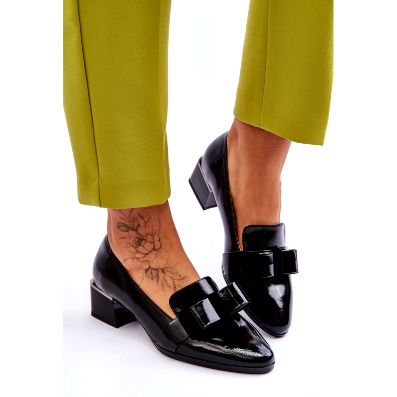 Vinceza Bombas De Charol De Moda Con Un Lazo Decorativo Shira Negro 3