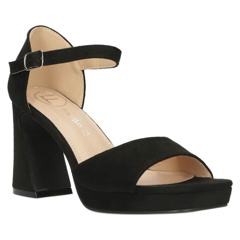 Sandalias de gamuza para mujeres en el Filippo DS44489/23 Inserto de cuero negro 2