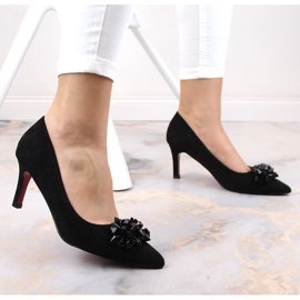 Zapatos de salón de mujer en ante con abalorios T.Sokolski W23-401 negro 4