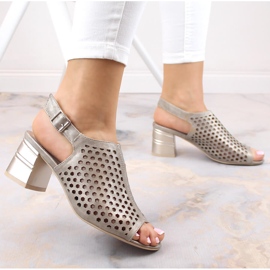 Sandalias mujer tacón dorado calado Jezzi MR1954A-14 4