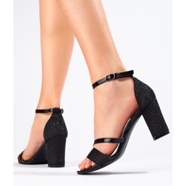 Sandalias negras con purpurina de Shelovet. negro 1 Sandalias negras con purpurina de Shelovet. negro 1