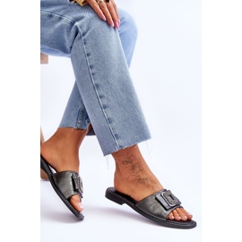 Pantuflas Mujer Piel Con Strass S.Barski KV-2775-33 Plata Oscuro 5