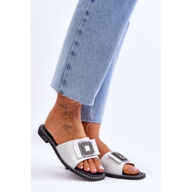 Pantuflas Mujer Piel Con Strass S.Barski KV-2775-33 Plata 7