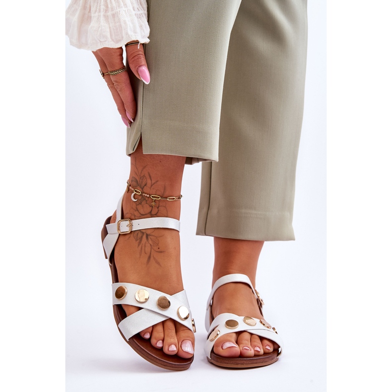 Sandalias Planas S.Barski KV-5541-35 Blanco y Plata 1