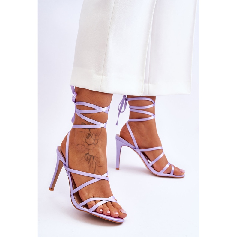 Sandalias Atadas De Mujer En Un Tacón Alto Morado Meya púrpura 2